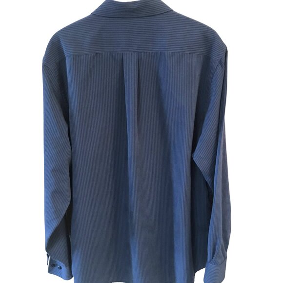 Croft & Barrow Soft Button-Down Shirt: Long Sleeves Navy Black Pinstripe, XL - Picture 2 of 9